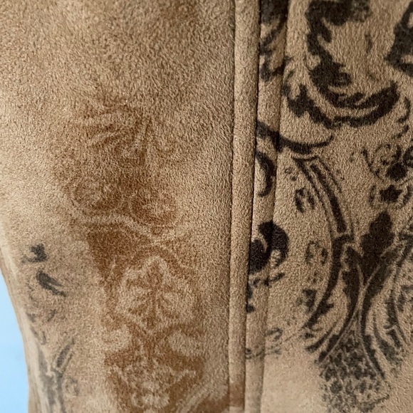 Dana Buchman Sweater Vest Women Size 10 Cognac Faux Suede Fleece Lined - Picture 5 of 11